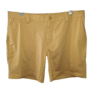 RHONE COMMUTER 36 7" Mustard Stretch Performance Side Pockets Chino Logo Shorts